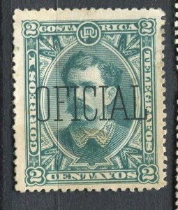 COSTA RICA; 1889 early classic OFFICIAL Optd. issue Mint hinged 2c. value