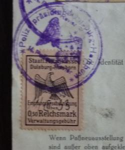 GERMANY - DOCUMENT WITH LOCAL REVENUE STAMP R! dt.reich german stempelmarke J4