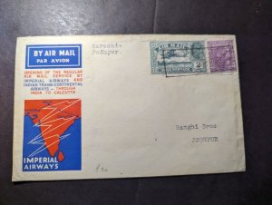 1933 British India Airmail First Flight Cover FFC Karachi to Jodhpur A Phillips