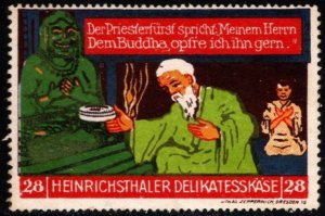 Vintage German Poster Stamp Heinrichsthaler Delicatessen Priest-Prince Speaks.