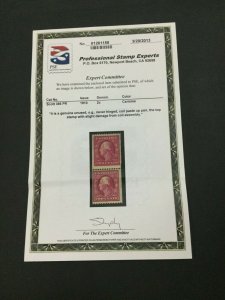 MOMEN: US STAMPS #386 COIL PAIR MINT OG NH PSE CERT