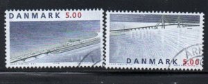 Denmark Sc 1096-1097 1998 great Belt Bridges stamp set used