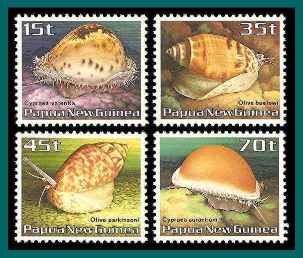 Papua New Guinea 1986 Shells, MNH  636-639,SG516-SG519