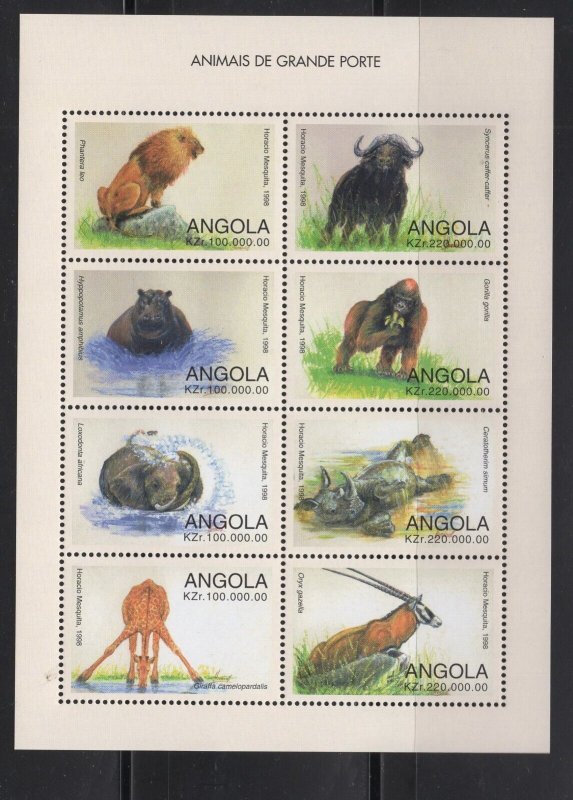 Angola #1027  (1998 Wild Animals sheet of eight) VFMNH CV $12.00