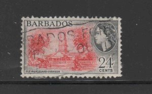 BARBADOS #243      1953-57 24c     QEII & OLD MAIN GUARD GARRISON    USED F-VF