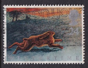 Great Britain   #1422  used  1992 animals in winter 24p brown hare