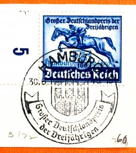 GERMANY 1940 BLUE RIBBON HORSE RACE HAMBURG Margin Plate 5 with full canx G3036