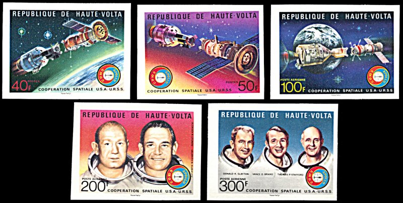 Upper Volta 370-371,C216-218, MNH imperf., Apollo-Soyuz Space Mission