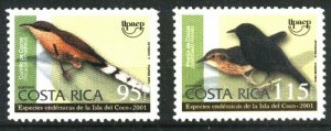 #954 COSTA RICA 2001 UPAEP AMERICA FAUNA BIRDS YV 688-9, MNH