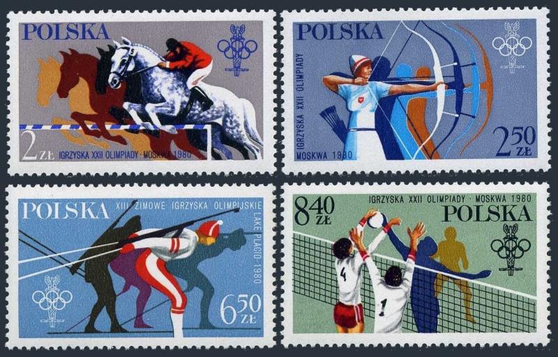 Poland 2380-2383,B138,MNH.Michel 2674-77,Bl.61. Olympics Lake Placid,Moscow 1980