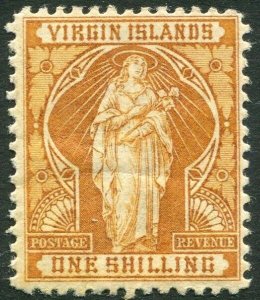 BRITISH VIRGIN ISLANDS-1889 1/- Brown-Yellow Sg 49 MOUNTED MINT V33624