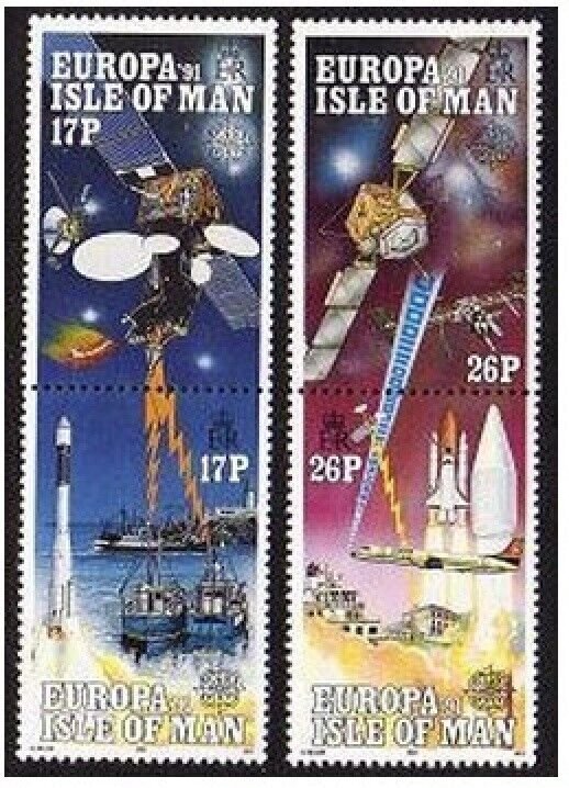 Isle of Man 468-471a pairs,MNH.Michel 464-467. EUROPE CEPT-1991.Space research.