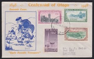 NEW ZEALAND 1948 Otago Centenary commem FDC...amusing design...............D6332
