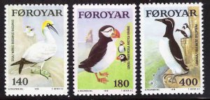 FAROE ISLANDS Scott 36-38 MNH** 1978 Sea Bird set