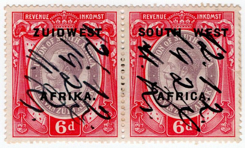 (I.B) South-West Africa Revenue : Duty Stamp 6d