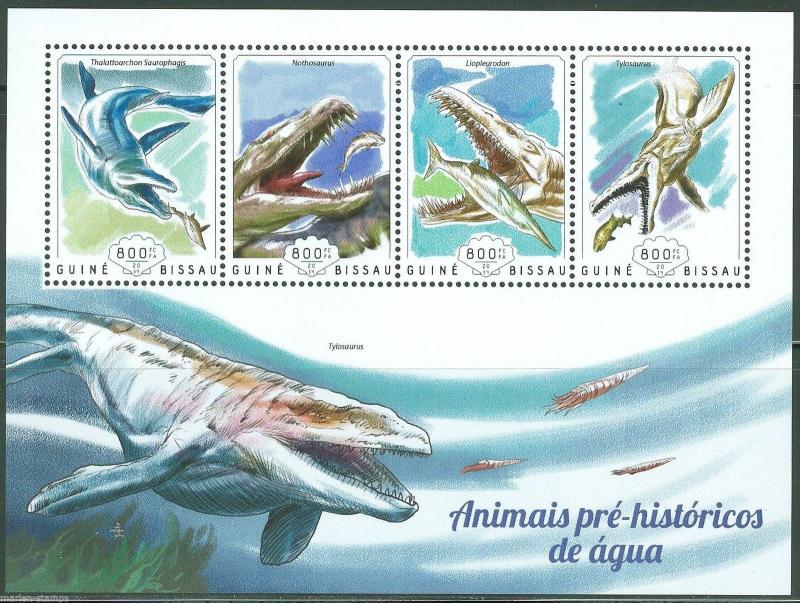 GUINEA BISSAU 2014  PRE HISTORIC WATER ANIMALS  SHEET MINT NH