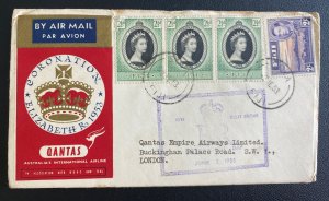 1953 Suva Fiji First Day Cover FDC Quantas Queen Elizabeth 2 Coronation