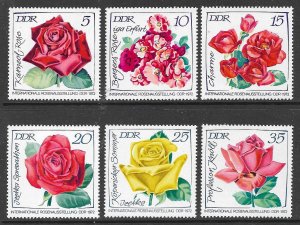 EAST GERMANY DDR 1972 ROSES Set Sc 1378-1383 MNH