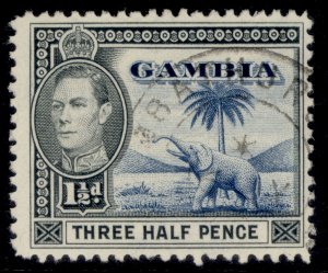GAMBIA GVI SG152c, 1½d blue & black, FINE USED.
