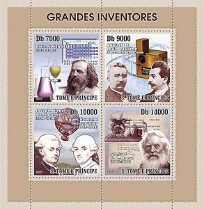 SAO TOME - 2007 - Inventors - Perf 4v Sheet - Mint Never Hinged