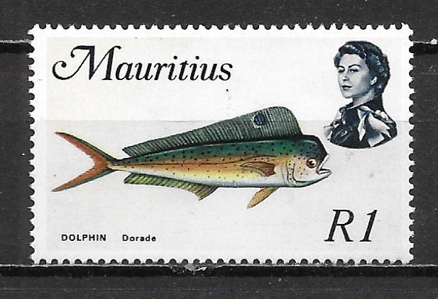 Mauritius 353a 1r Fish single MNH