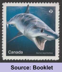 Canada 3110 Sharks Isurus Oxyrinchus P single A (from booklet) MNH 2018