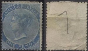 Jamaica 17 (used, adhesion) 1p Victoria, blue (1884)