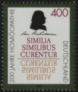✔️  GERMANY 1996 - SAMUEL HAHNEMANN HOMEOPAT & MEDICINES - SC. 1946 MNH