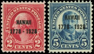 Scott 647-648 1928 Set of Two Mint NH Discovery of Hawaii Postage Stamps