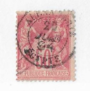 France Sc #101  50c  rose  used in Egypt with CDS FVF