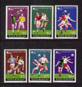 Romania Scott  #  2494-99  world cup soccer   1974  MNH