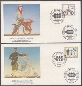 GERMANY Sc # B630-3 SET of 4 FDC - ANTIQUE BICYCLES