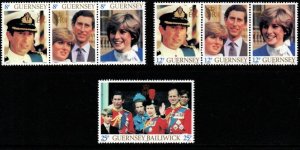 GUERNSEY SG232/8 1981 ROYAL WEDDING MNH