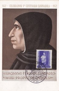 1952 Savonarola, n . 696 Maximum postcard with special cancellation