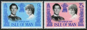 Isle of Man 198-199,MI 194-195,MNH.Royal Marriage.Prince Charles,Lady Diana,1981