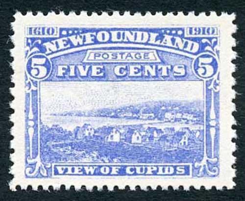 Newfoundland 1910 Guy SG108 5c Bright Blue perf 12 x 14 M/M