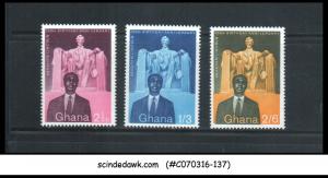 GHANA - 1959 150th BIRTH ANNIVESARY OF ABRAHAM LINCOLN 3V - MINT NH