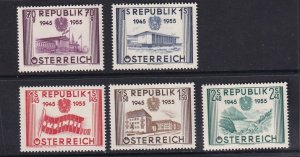 Austria    #599-603  MNH   1955  anniversary liberation