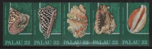 PALAU 108a  MNH  STRIP OF 5 SEASHALLS