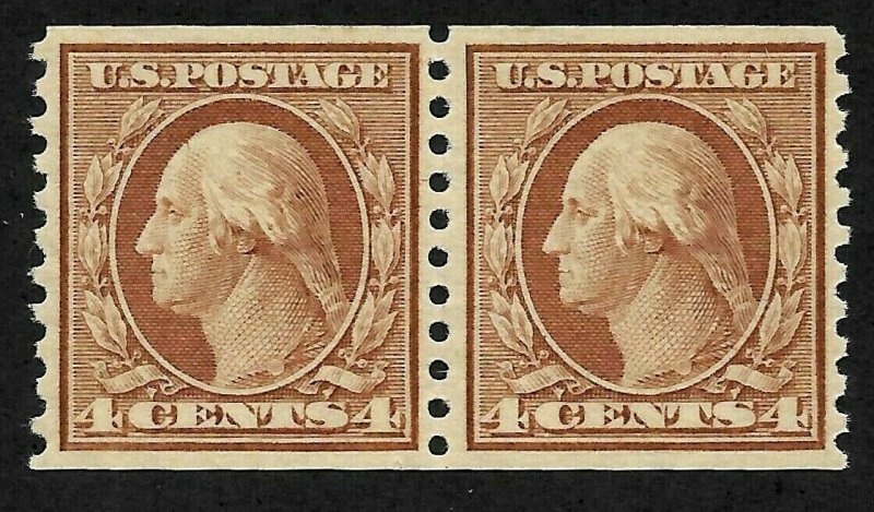 Doyle's_Stamps:  Crisp 1917 NH Brown 4c XF-S Washington Coil Pair, Scott #495**