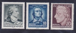 Germany DDR 241-43 MNH 1955 Friedrich von Schiller Various Portraits of Schiller