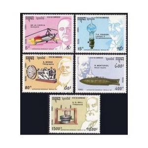 Cambodia 1218-23,MNH.Michel 1294-1298,Bl.191. EXPO-92,Seville.Edison,Morse,Bell,