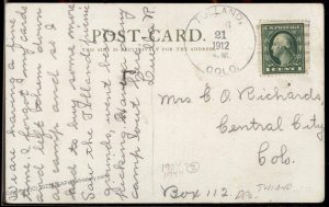 USA 1912 Colorado TOLLAND DPO Helbock R2 Garden of the Gods Cover 94354