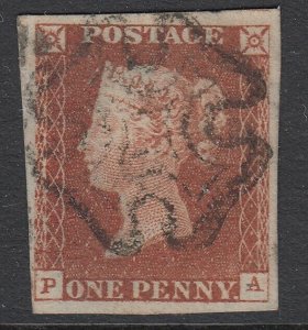 SG 8 1d Red Brown plate 34 lettered PA very fine used 4 good to Huge margins 