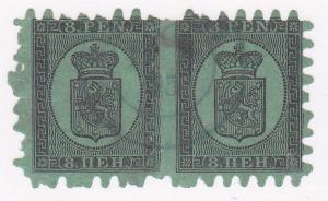 Finland 1874 SC #7b Coat of Arms serpentine roulette II PAIR 8p Used $$$$