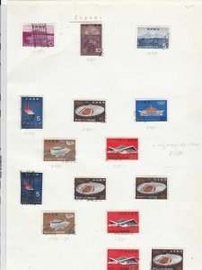 Japan stamps on album page Ref 9869