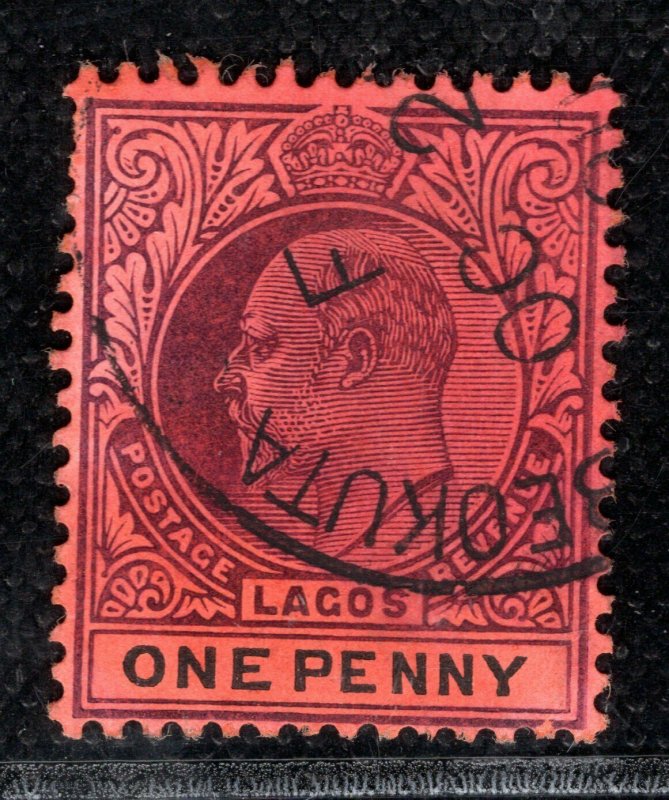 Nigeria LAGOS KEVII Stamp 1d *ABEOKUTA * CDS Postmark Used BL2WHITE39