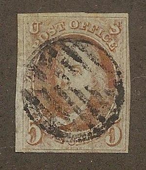 1b Used, VF-XF, 5c. Franklin, Orange- Brown, scv: $750, Free Insured Shipping