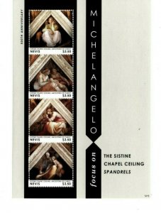 Nevis - 2012 - Michelangelo-Sistine Chapel  - Sheet of Four  - MNH