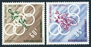 Dahomey 191-192,MNH.Michel 239-240. Olympics Tokyo-1964. Running, Bicycling.